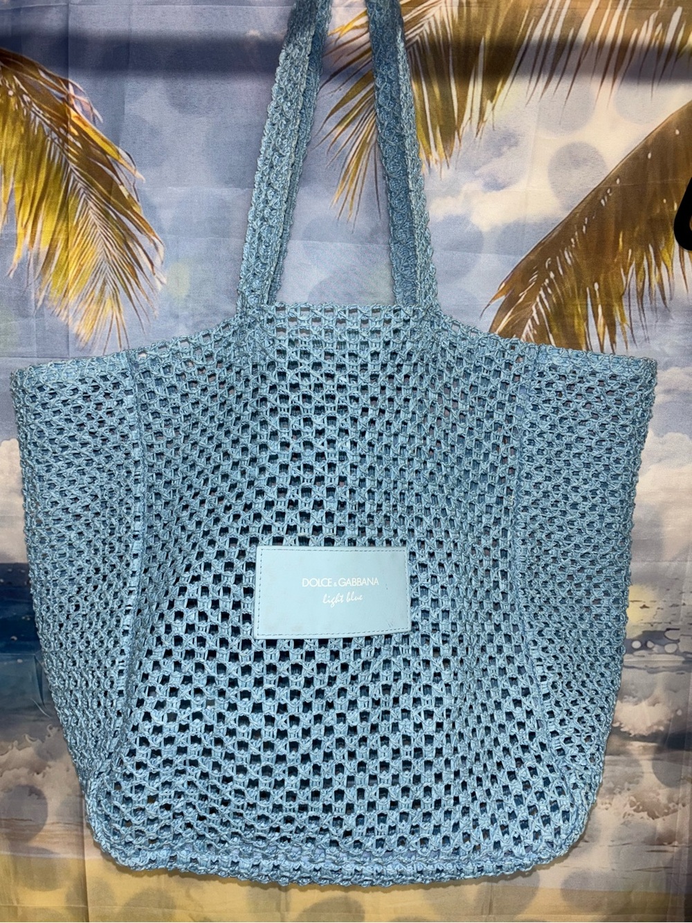 Dolce & Gabbana Light Blue Crochet Tote Bag